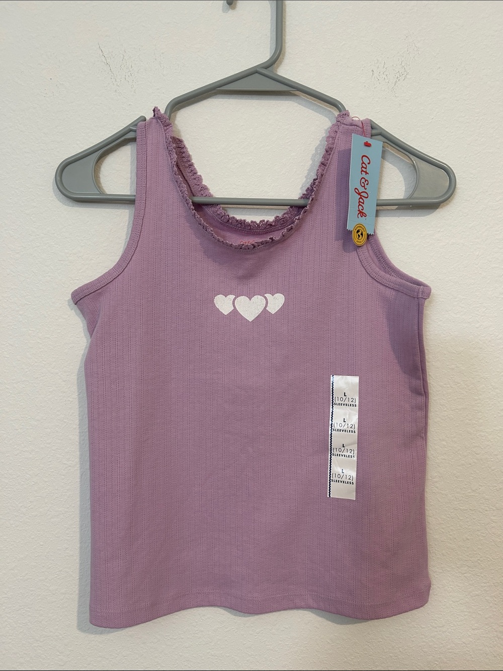 Cat & Jack Lavender Tank Top with White Heart Accent